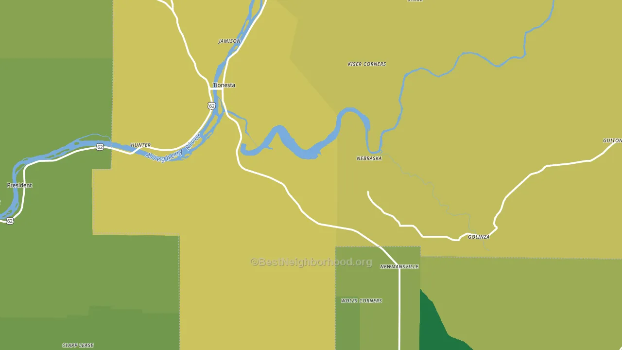 Tionesta, PA block-group voter-turnout map