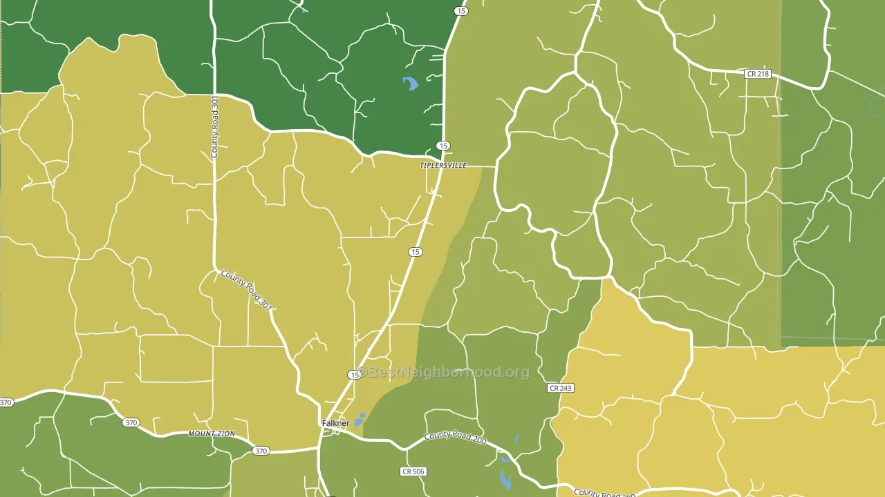 Tiplersville, MS block-group voter-turnout map