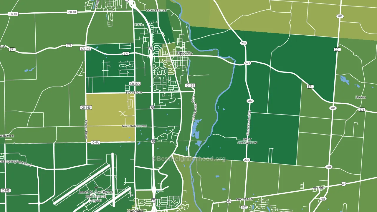 Tipp City, OH block-group voter-turnout map