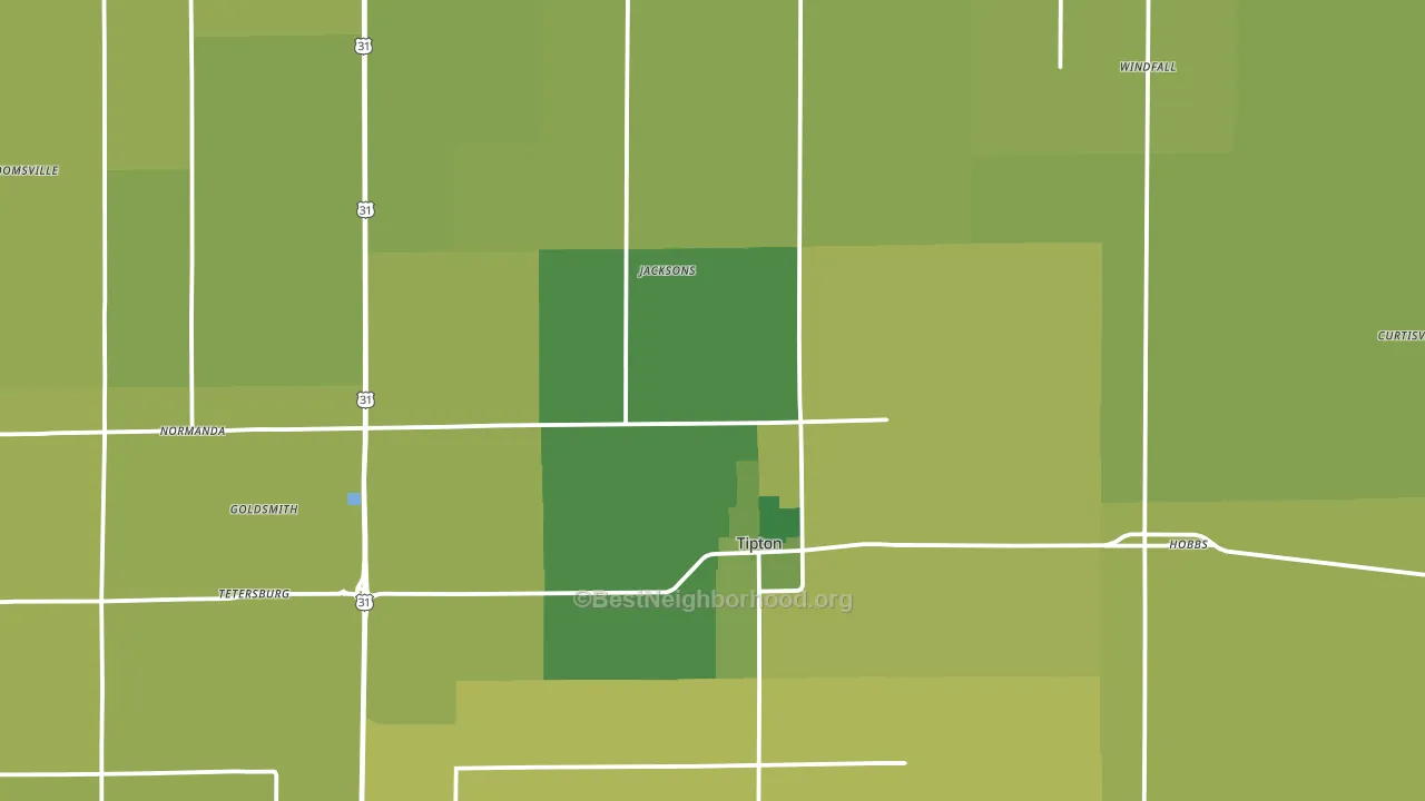 Tipton County, IN block-group voter-turnout map