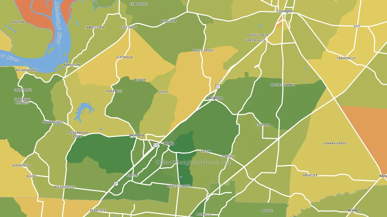 Tipton County, TN block-group voter-turnout map