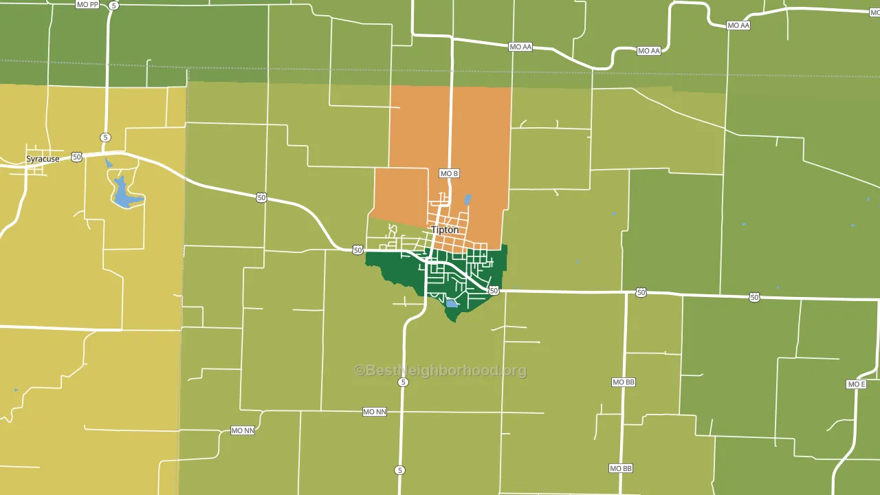 Tipton, MO block-group voter-turnout map