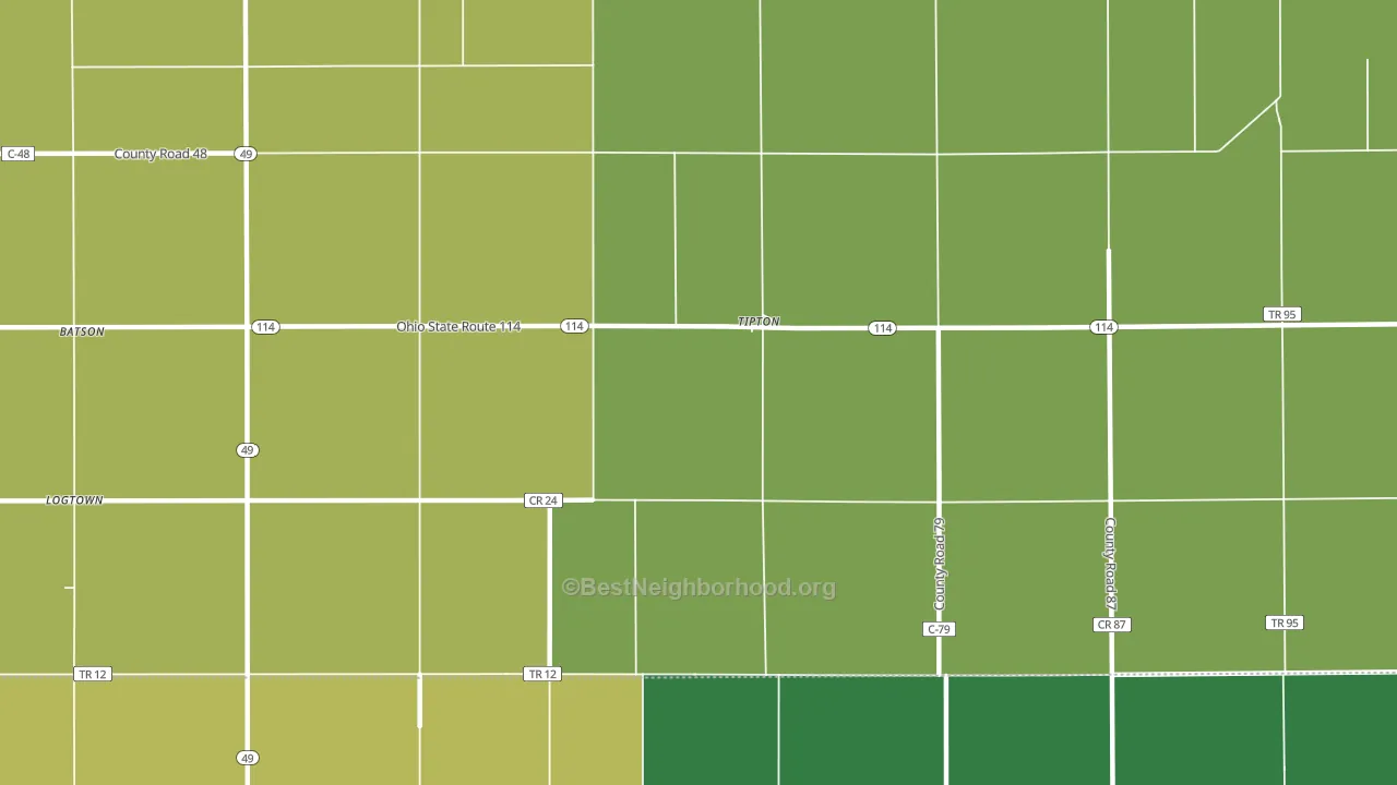 Tipton, OH block-group voter-turnout map