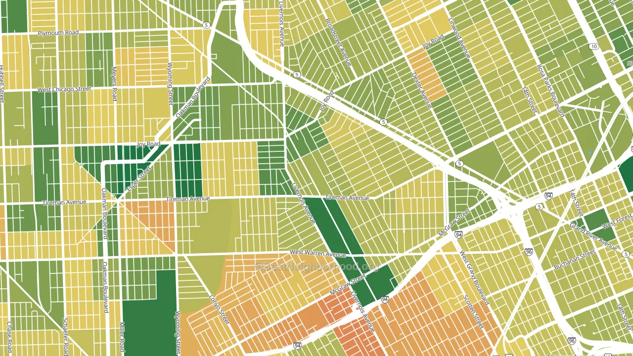 Tireman, Detroit, MI block-group voter-turnout map