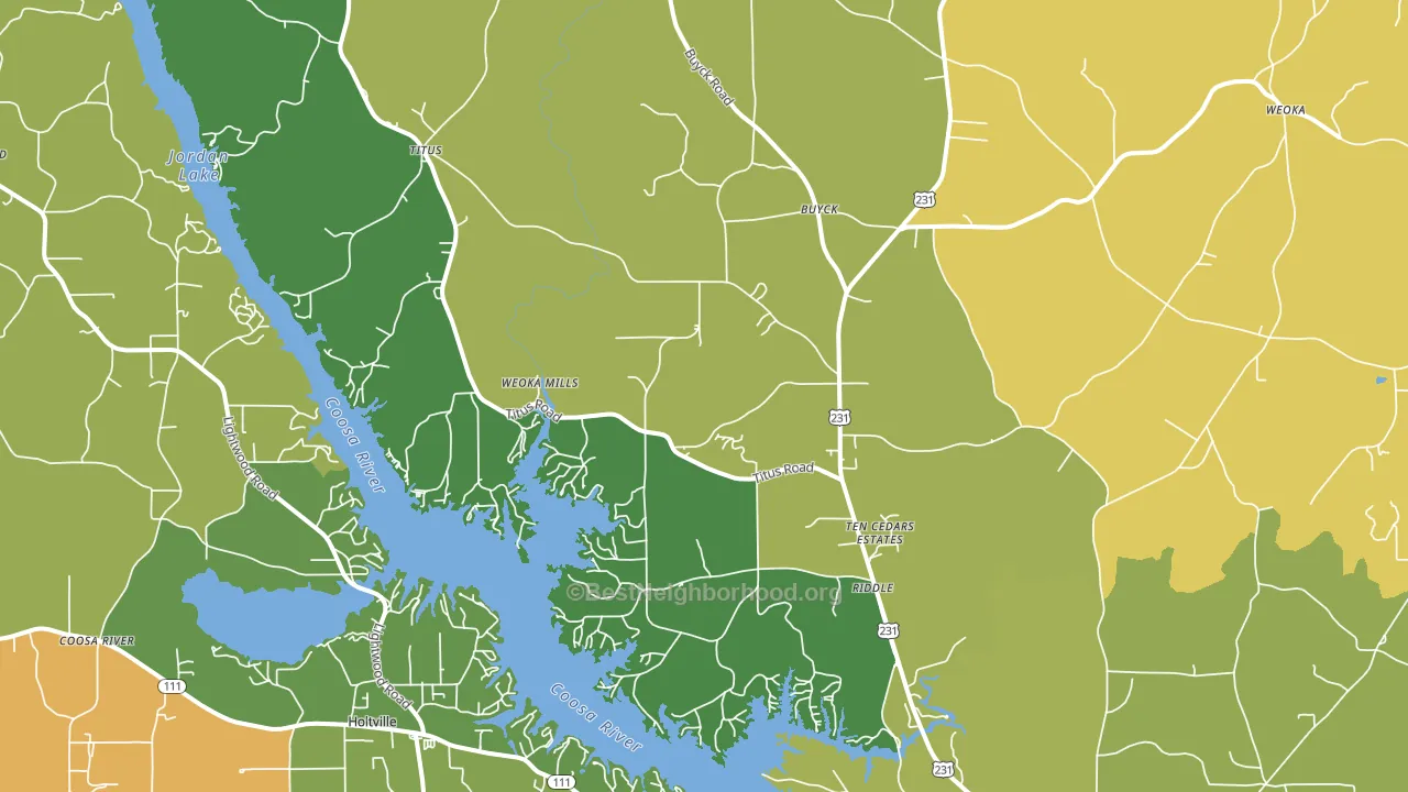 Titus, AL block-group voter-turnout map