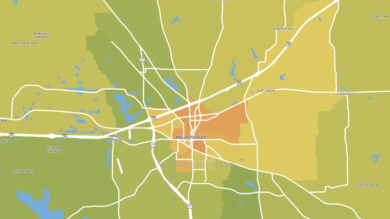 Titus County, TX block-group voter-turnout map