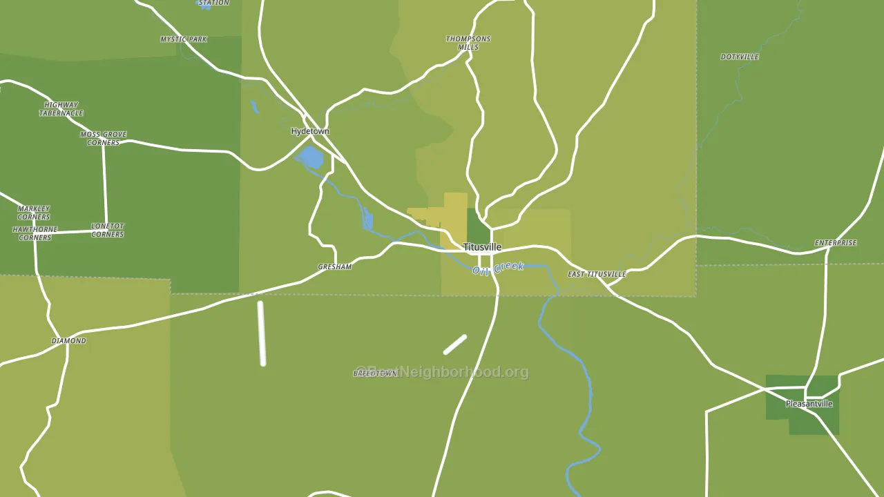 Titusville, PA block-group voter-turnout map