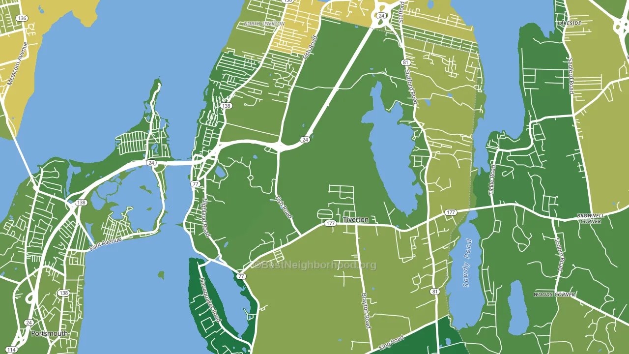 Tiverton, RI block-group voter-turnout map