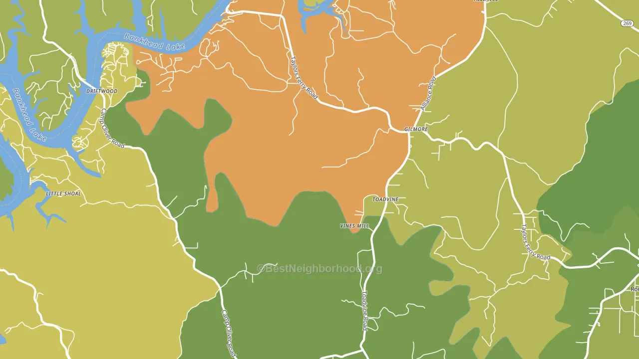 Toadvine, AL block-group voter-turnout map