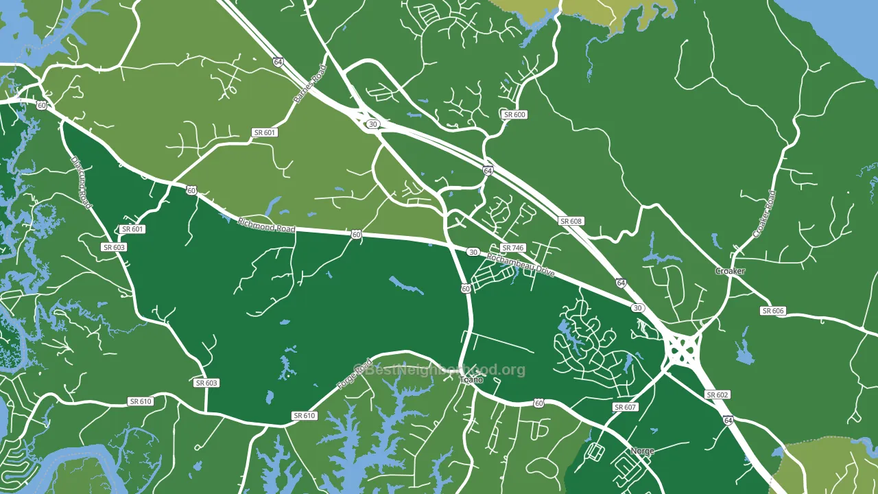 Toano, VA block-group voter-turnout map