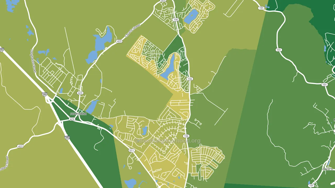 Tobyhanna, PA block-group voter-turnout map
