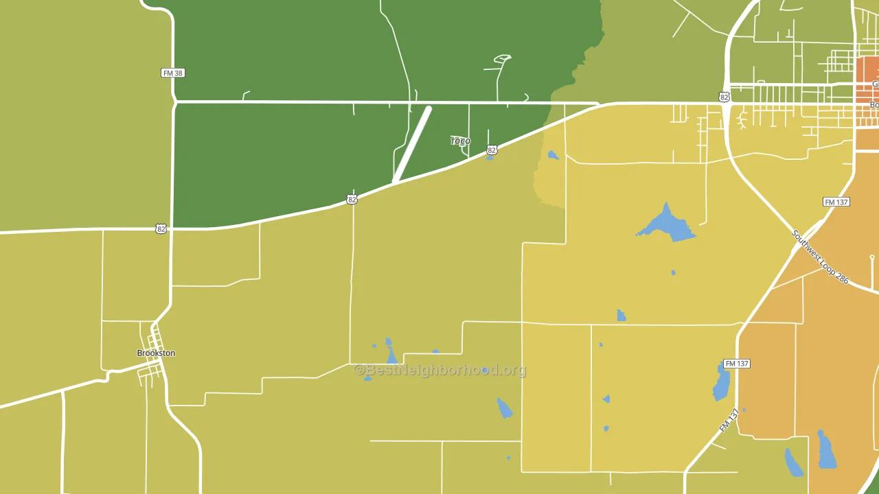 Toco, TX block-group voter-turnout map