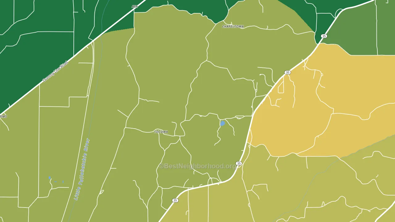 Tocowa, MS block-group voter-turnout map