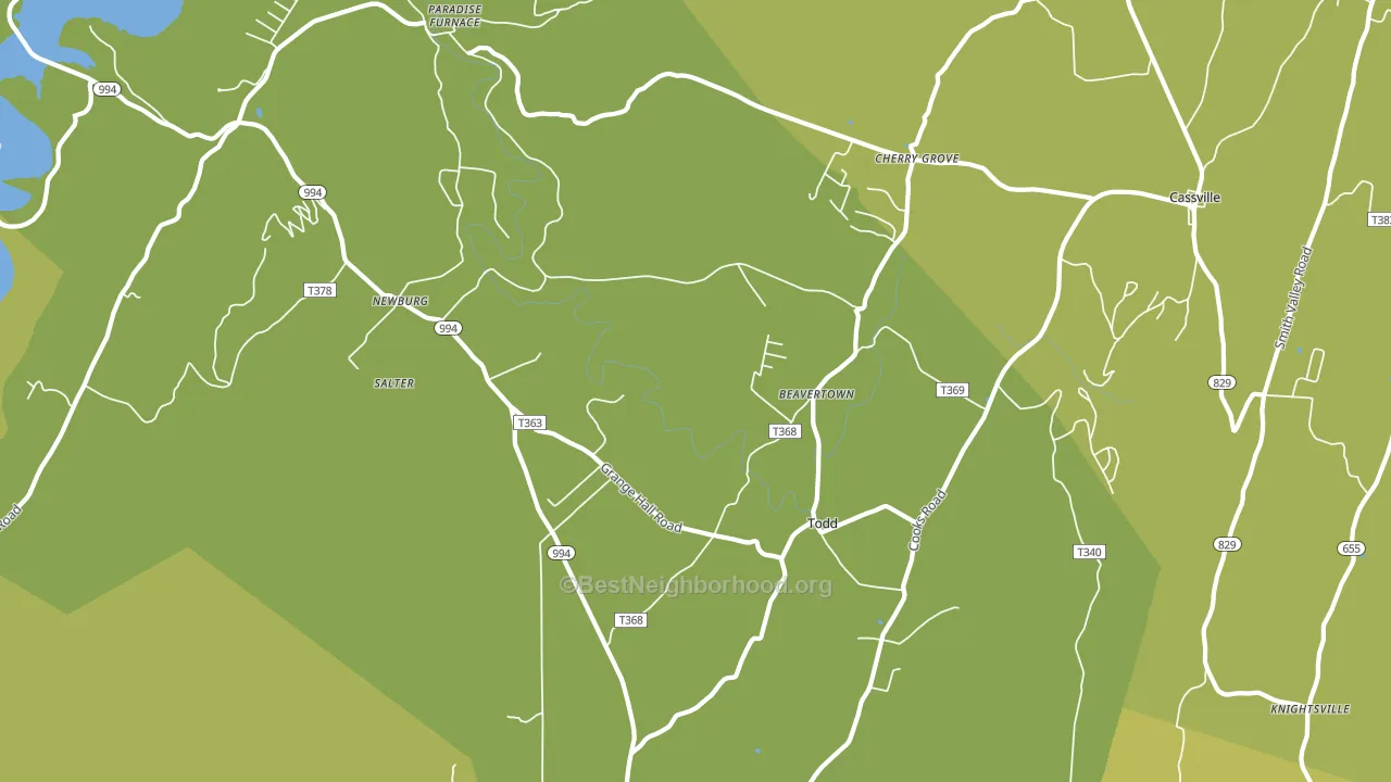 Todd, PA block-group voter-turnout map