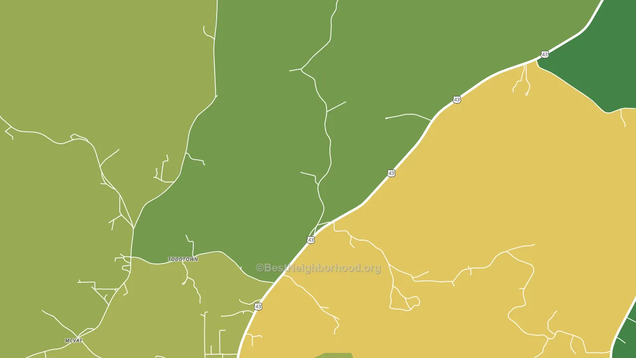 Toddtown, AL block-group voter-turnout map