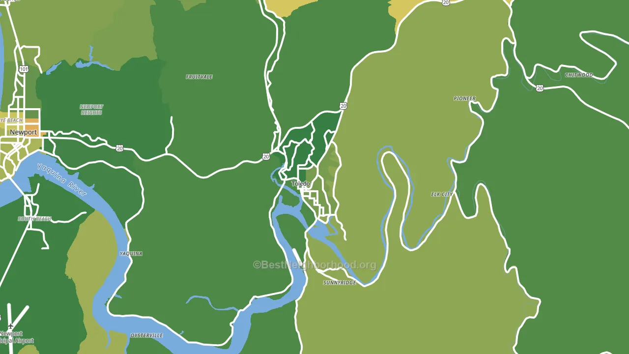 Toledo, OR block-group voter-turnout map