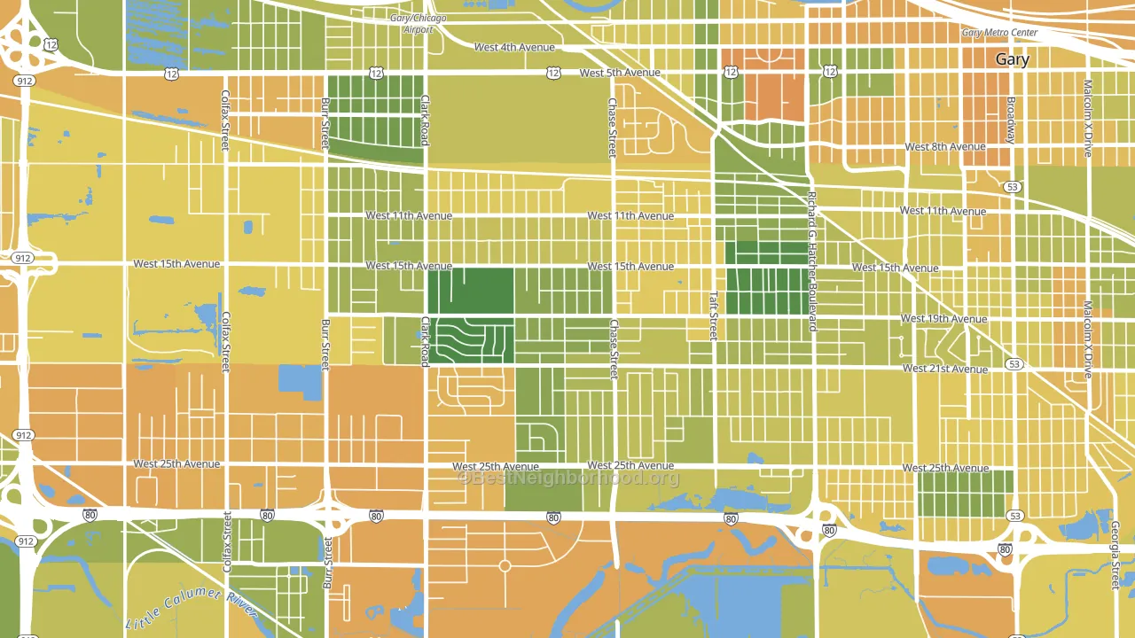 Tolleston, Gary, IN block-group voter-turnout map