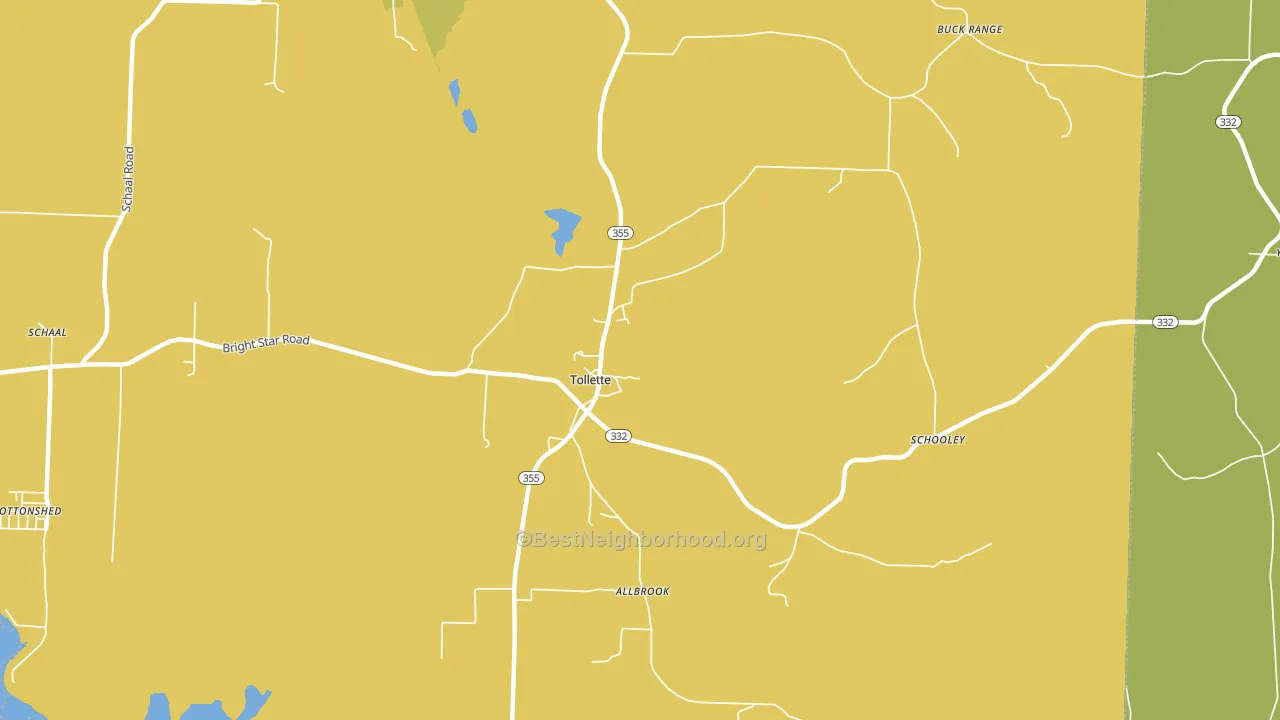 Tollette, AR block-group voter-turnout map