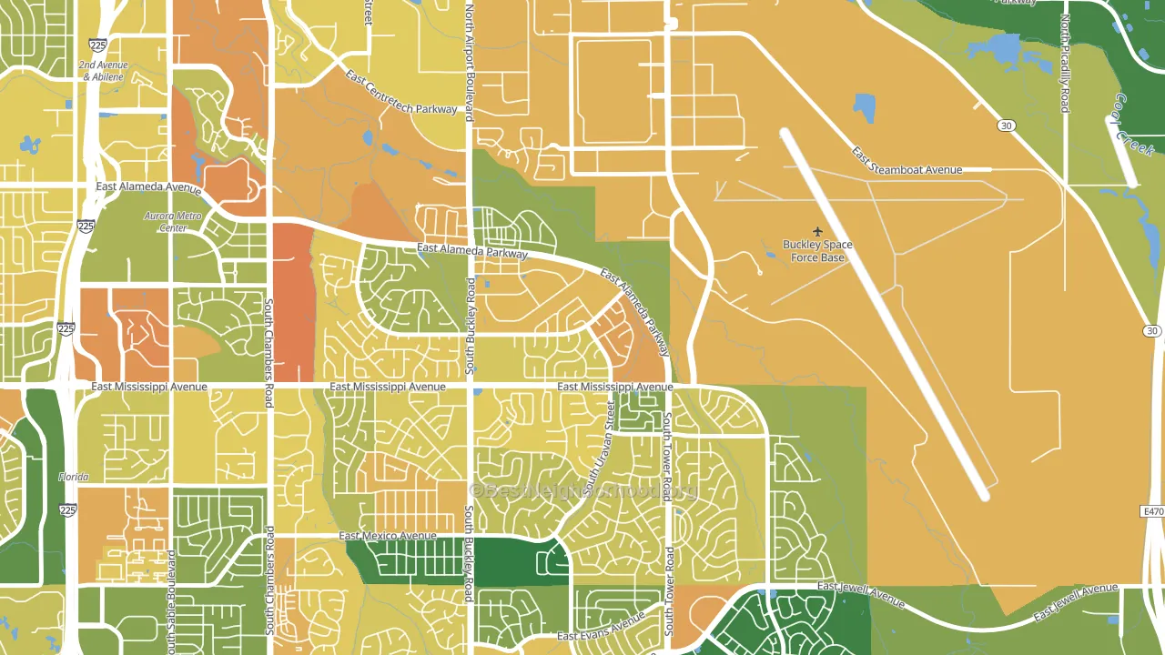 Tollgate Overlook, Aurora, CO block-group voter-turnout map