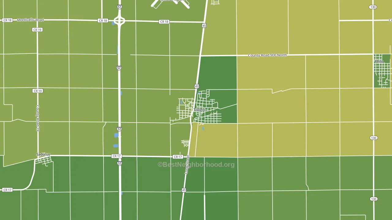 Tolono, IL block-group voter-turnout map
