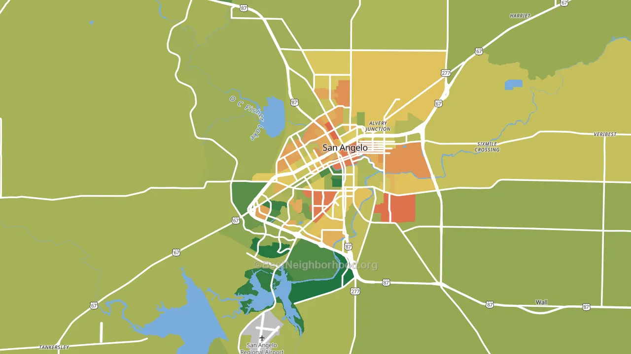 Tom Green County, TX block-group voter-turnout map