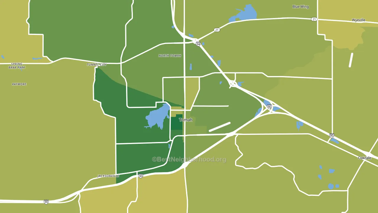 Tomah, WI block-group voter-turnout map