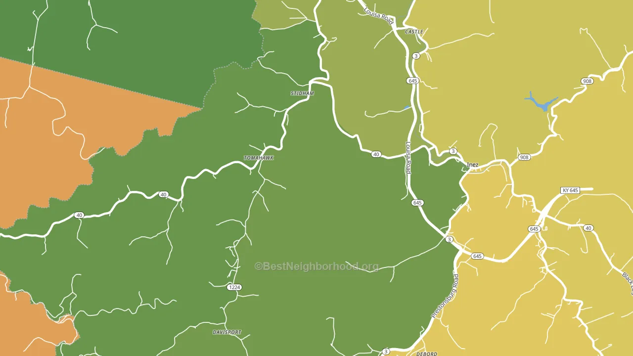 Tomahawk, KY block-group voter-turnout map