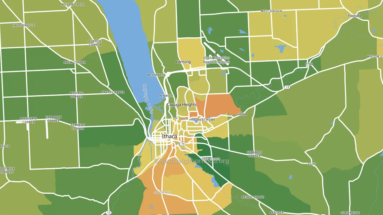 Tompkins County, NY block-group voter-turnout map
