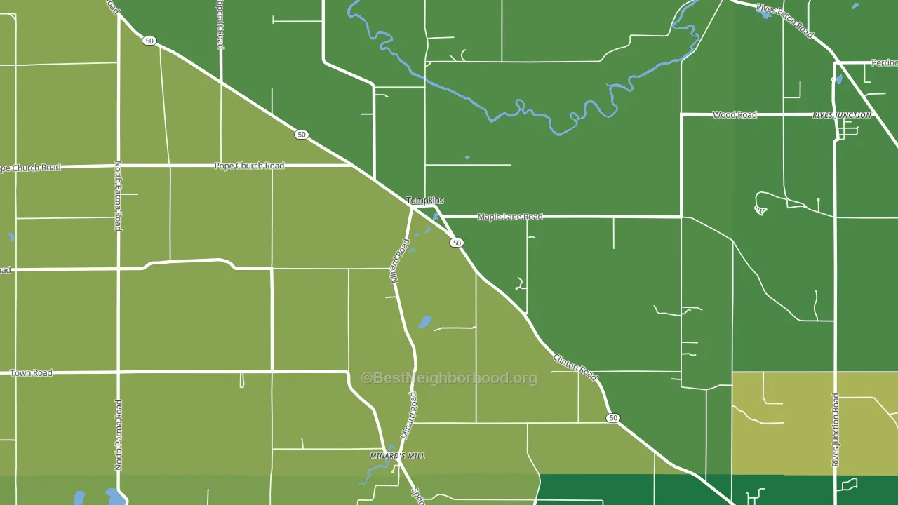 Tompkins, MI block-group voter-turnout map