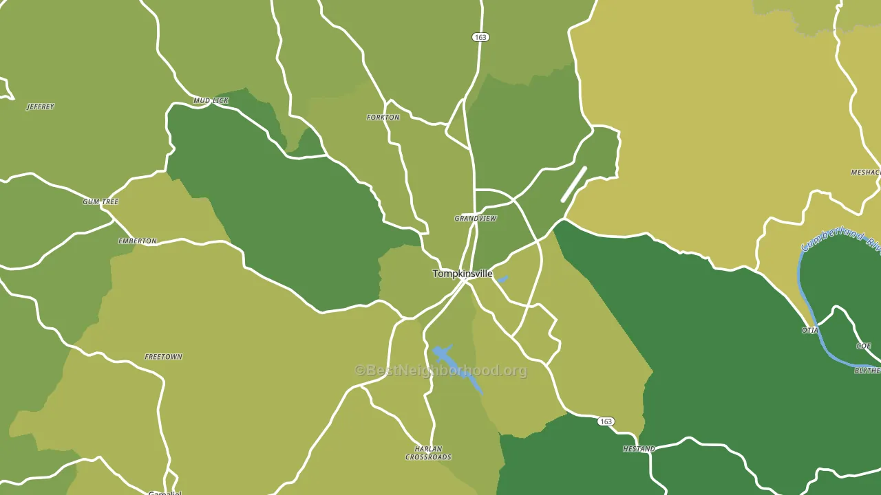 Tompkinsville, KY block-group voter-turnout map