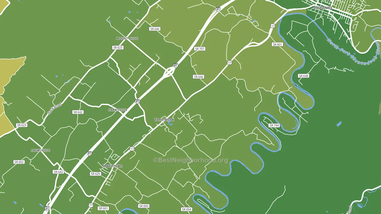 Toms Brook, VA block-group voter-turnout map