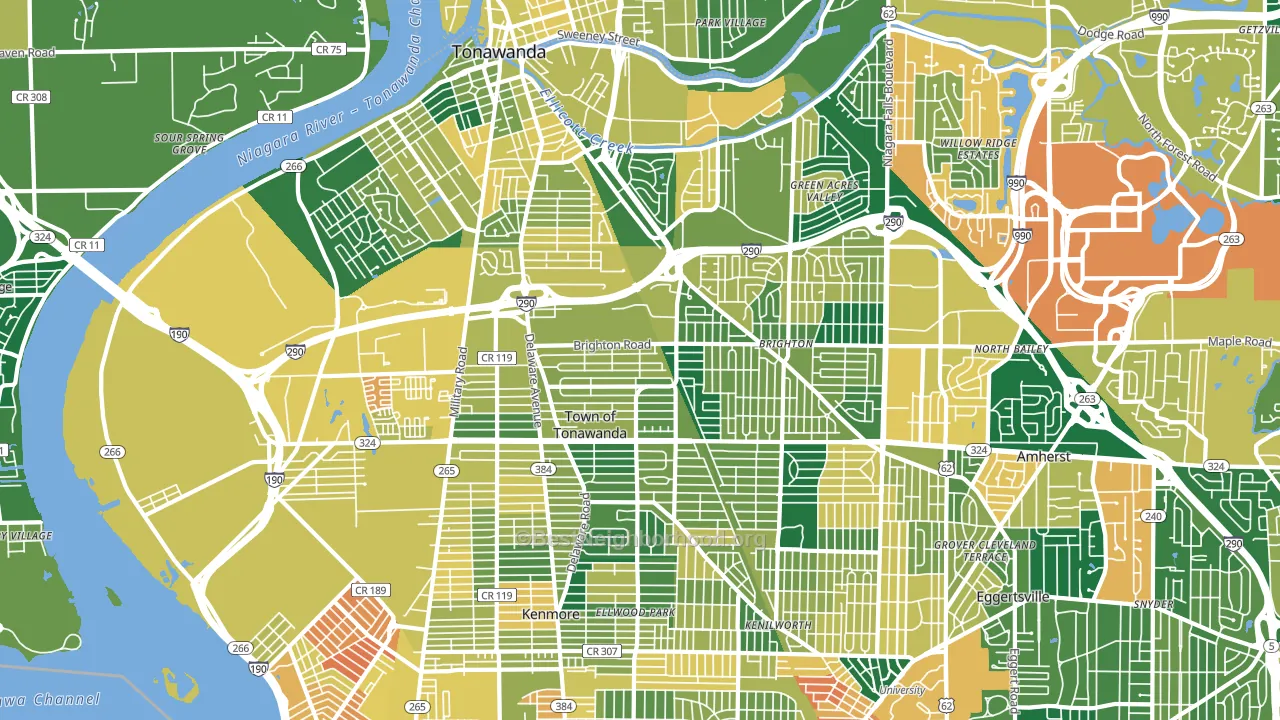 Tonawanda, NY block-group voter-turnout map