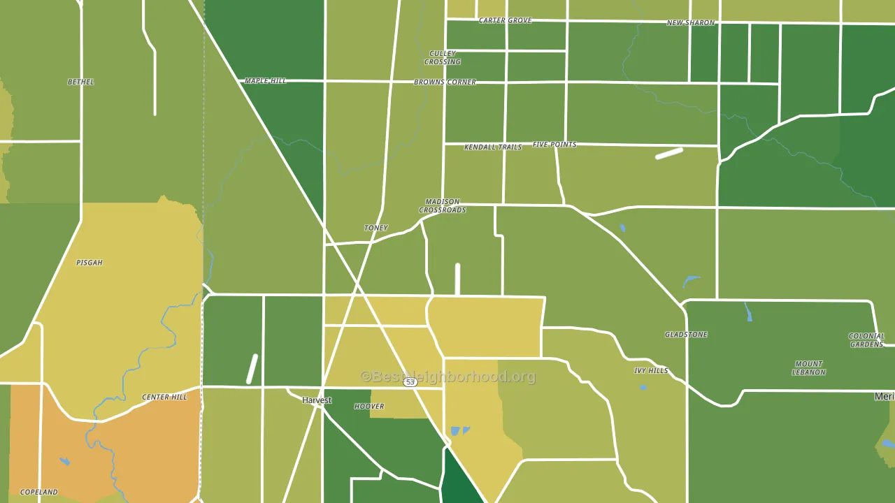 Toney, AL block-group voter-turnout map