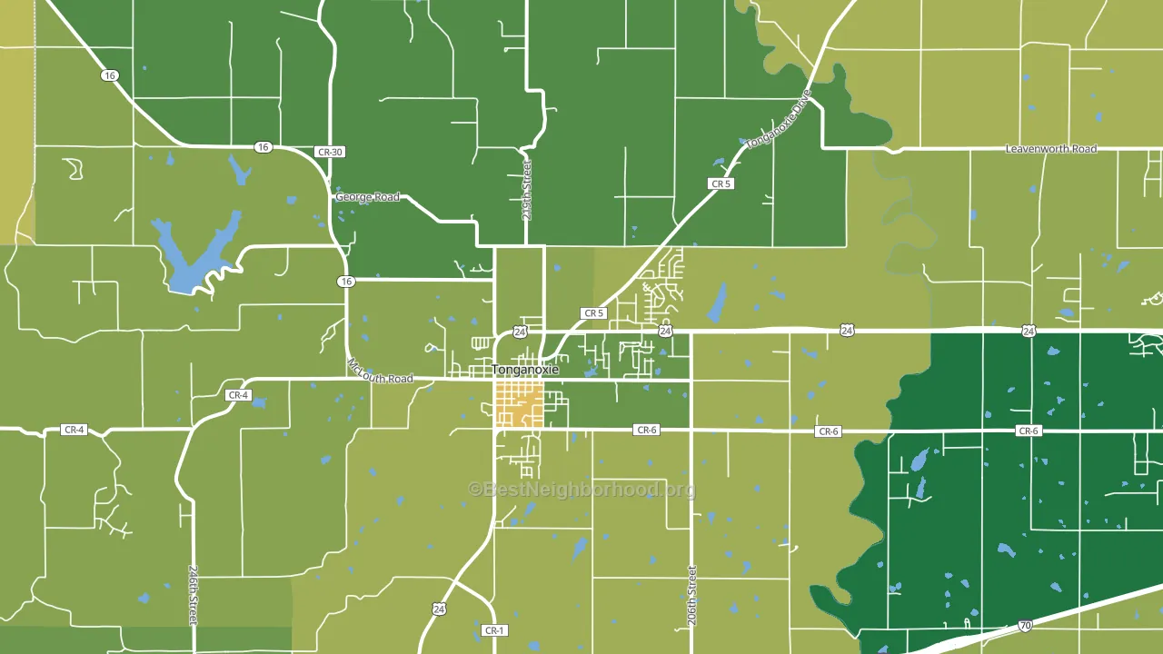 Tonganoxie, KS block-group voter-turnout map