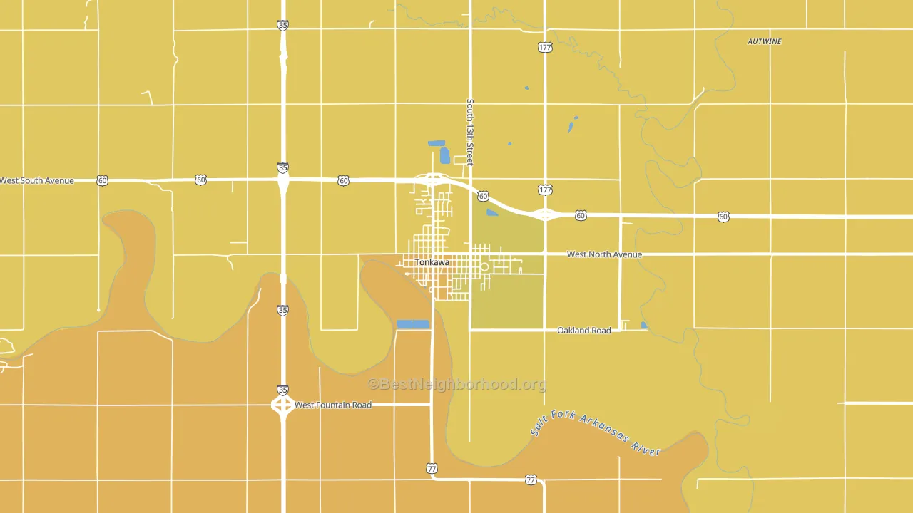 Tonkawa, OK block-group voter-turnout map