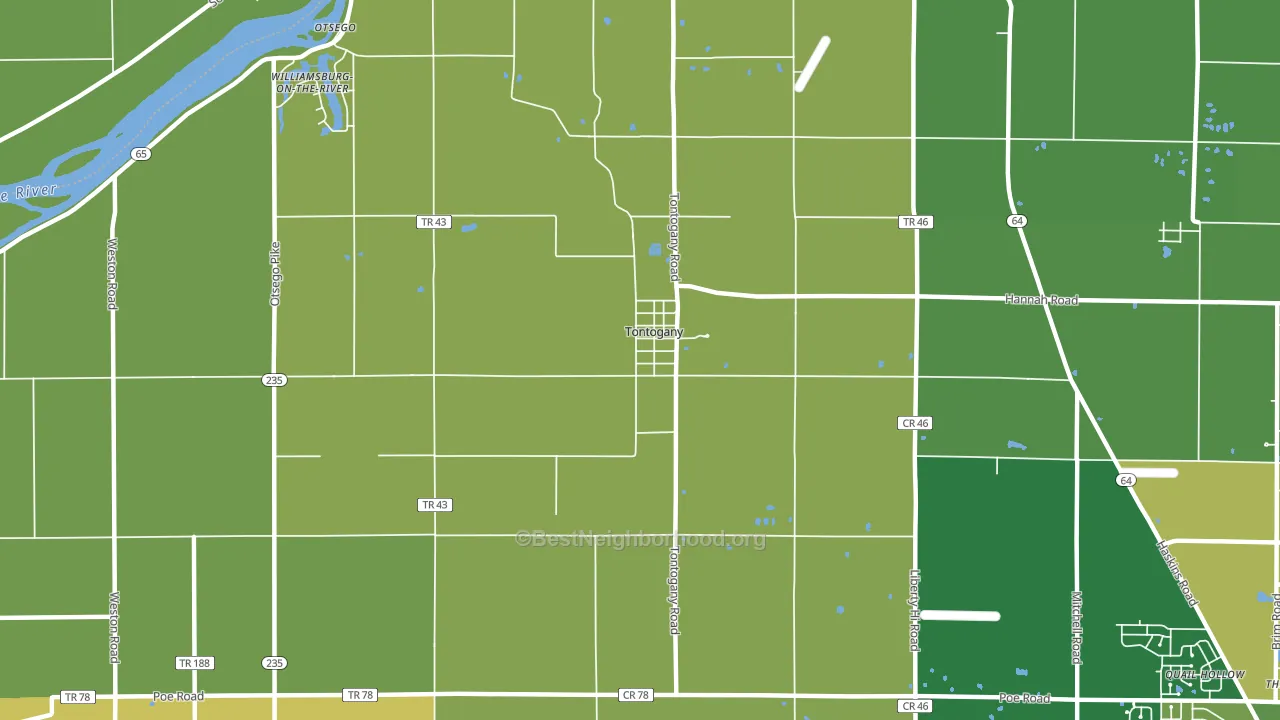 Tontogany, OH block-group voter-turnout map
