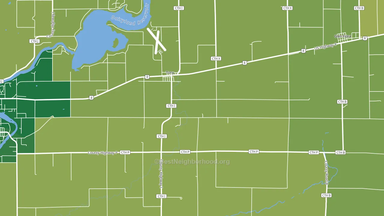 Tony, WI block-group voter-turnout map