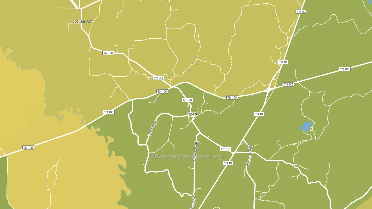 Toone, TN block-group voter-turnout map