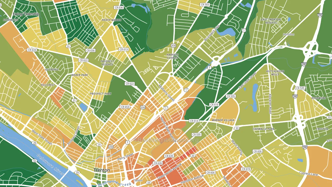 Top Road, Trenton, NJ block-group voter-turnout map