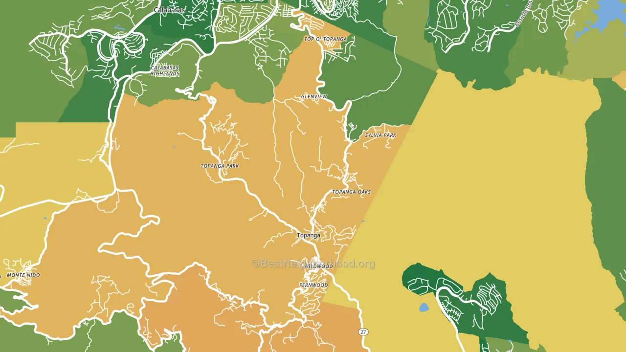 Topanga, CA block-group voter-turnout map