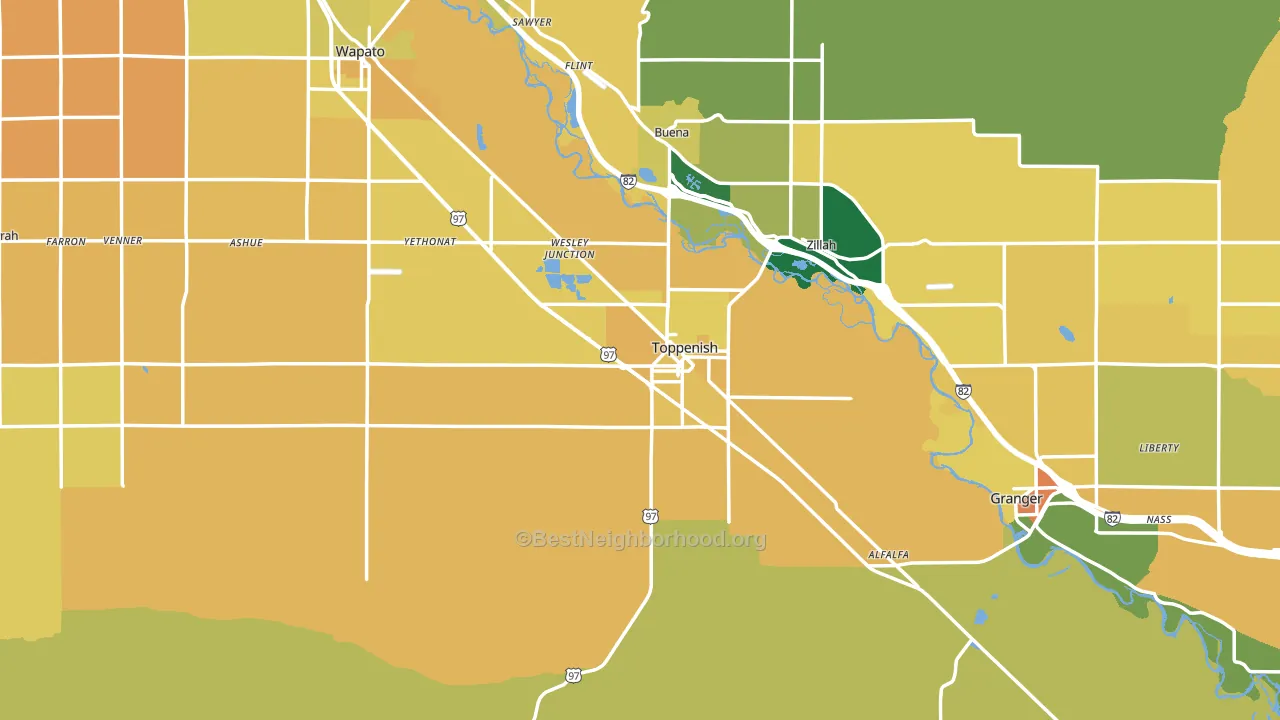 Toppenish, WA block-group voter-turnout map