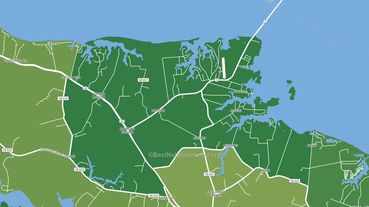 Topping, VA block-group voter-turnout map