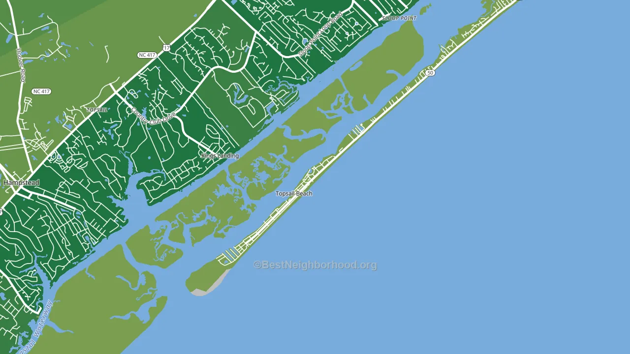 Topsail Beach, NC block-group voter-turnout map