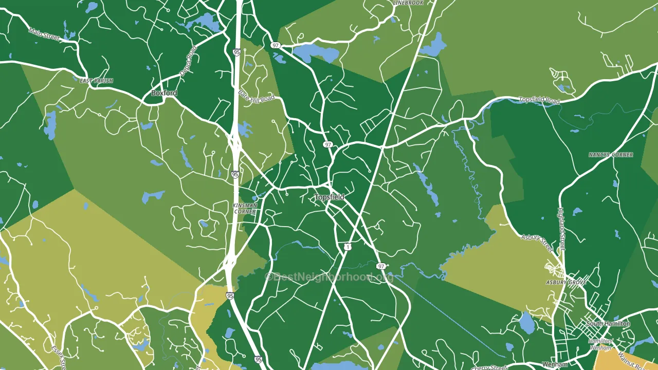 Topsfield, MA block-group voter-turnout map