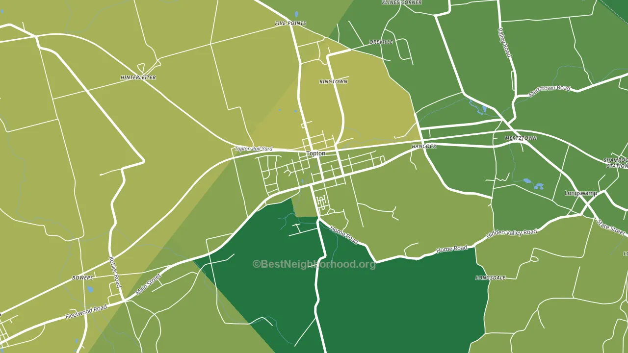 Topton, PA block-group voter-turnout map
