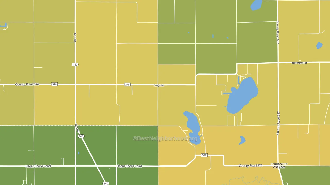 Toquin, MI block-group voter-turnout map