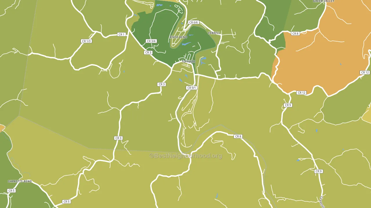 Tornado, WV block-group voter-turnout map