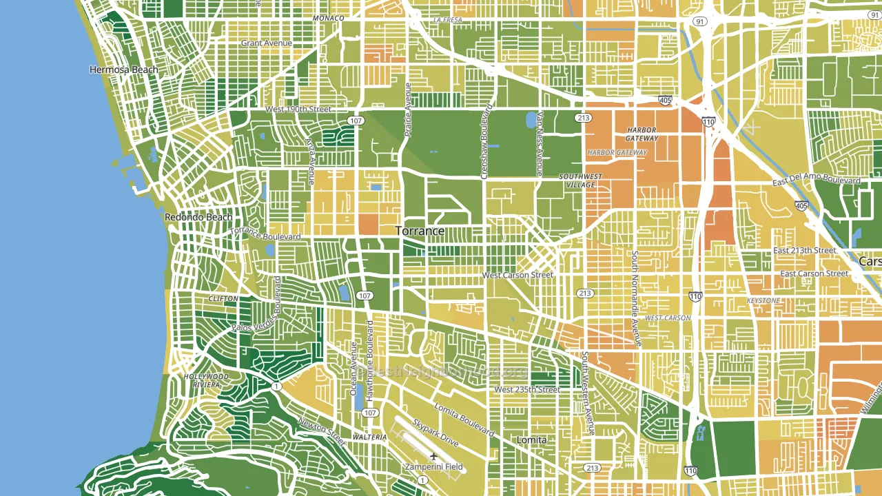 Torrance, CA block-group voter-turnout map