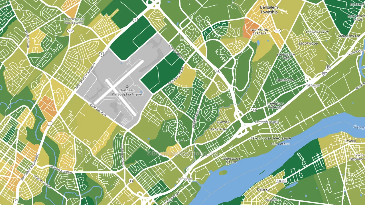 Torresdale, Philadelphia, PA block-group voter-turnout map