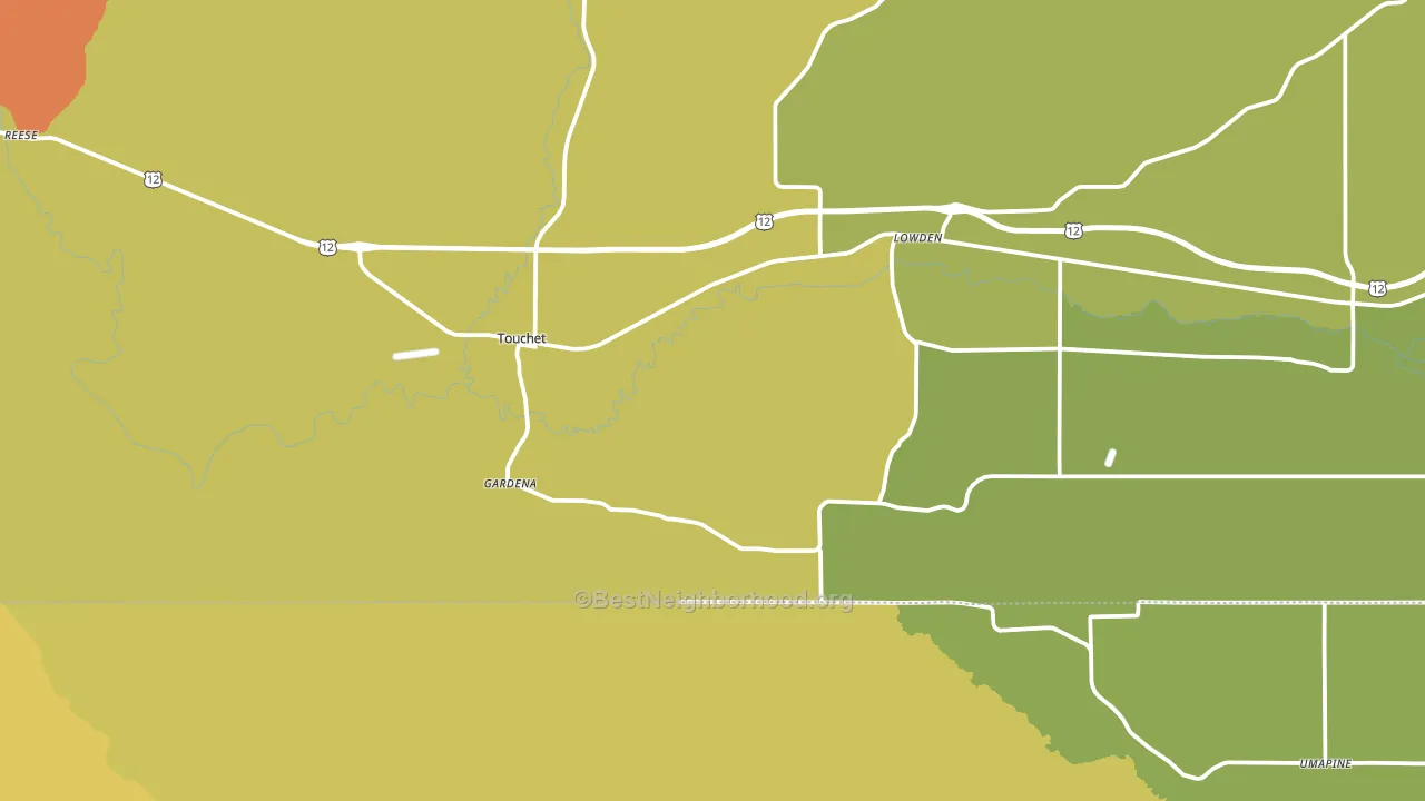 Touchet, WA block-group voter-turnout map